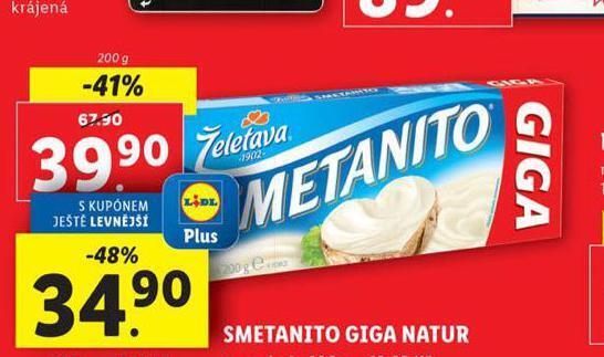 Lidl Smetanito giga natur nabídka