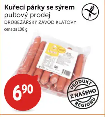 Coop Kuřecí párky se sýrem 100g nabídka