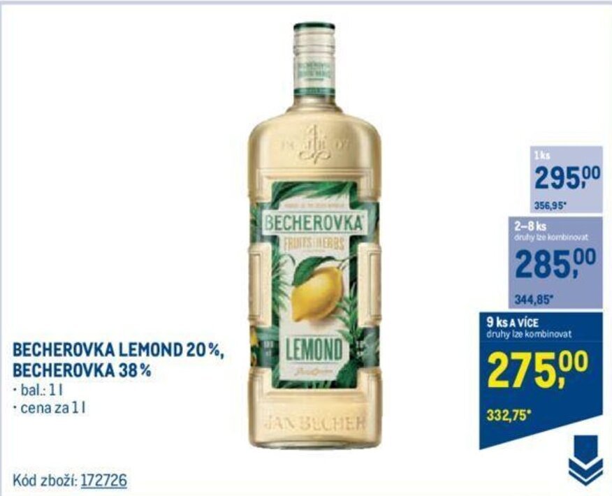 Makro BECHEROVKA LEMOND 20%, BECHEROVKA 38% nabídka
