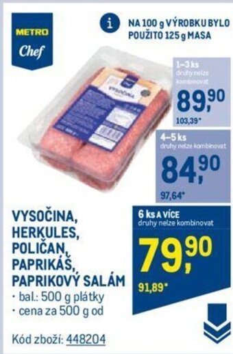 Makro VYSOČINA, HERKULES, POLIČAN PAPRIKÁŠ, PAPRIKOVÝ SALÁM nabídka