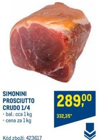 Makro SIMONINI PROSCIUTTO CRUDO 1/4 nabídka