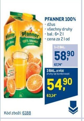 Makro PFANNER 100% džus nabídka