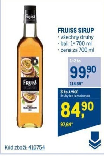 Makro FRUISS SIRUP nabídka