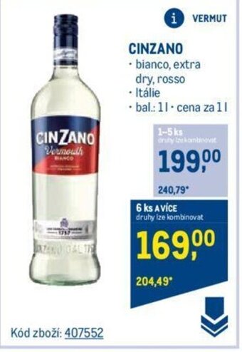 Makro CINZANO nabídka