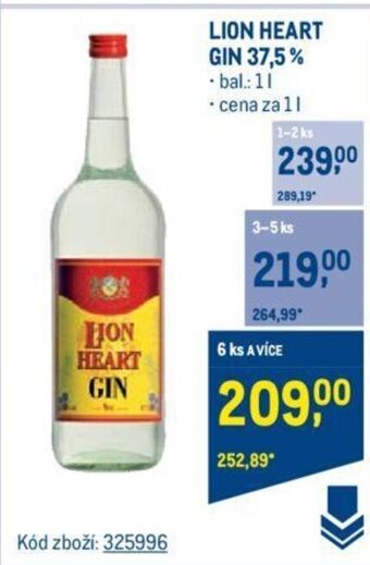 Makro LION HEART GIN 37,5% nabídka