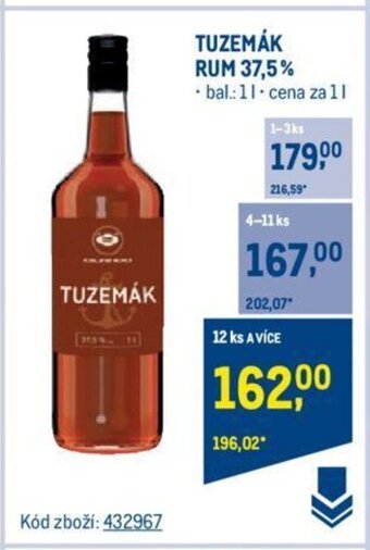 Makro TUZEMÁK RUM 37,5% nabídka