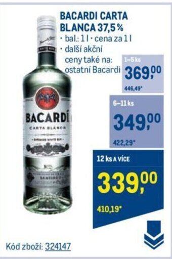 Makro BACARDI CARTA BLANCA 37,5% nabídka