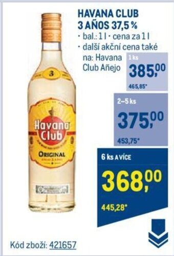 Makro HAVANA CLUB 3 AÑOS 37,5% nabídka
