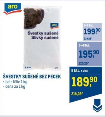 Makro ŠVESTKY SUŠENÉ BEZ PECEK nabídka