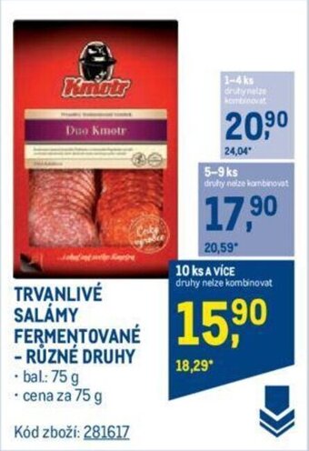 Makro TRVANLIVÉ SALAMY FERMENTOVANÉ RUZNE DRUHY nabídka