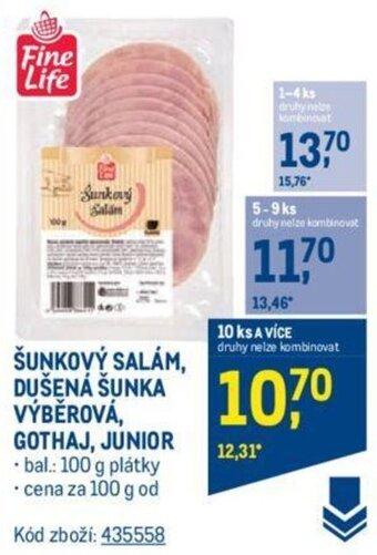 Makro ŠUNKOVÝ SALÁM, DUŠENÁ ŠUNKA VÝBĚROVÁ, GOTHAJ, JUNIOR nabídka
