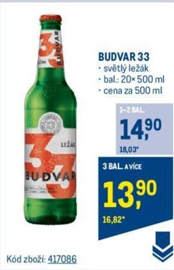 Makro BUDVAR 33 nabídka