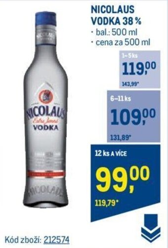 Makro NICOLAUS VODKA 38% nabídka