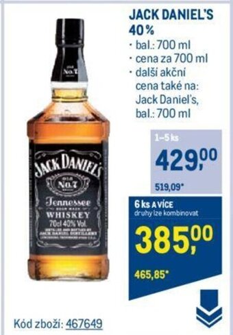 Makro JACK DANIEL'S 40% nabídka