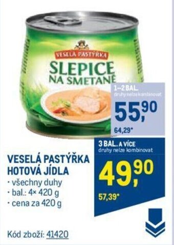 Makro VESELÁ PASTÝŘKA HOTOVÁ JÍDLA nabídka