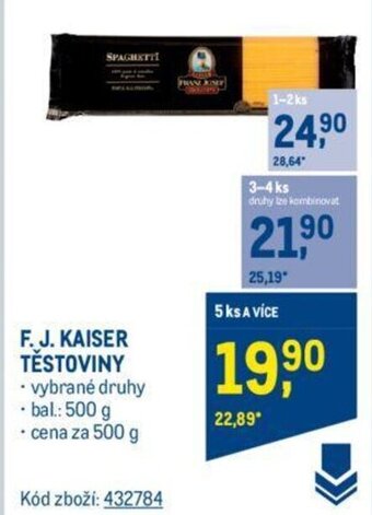 Makro F.J. KAISER TĚSTOVINY nabídka