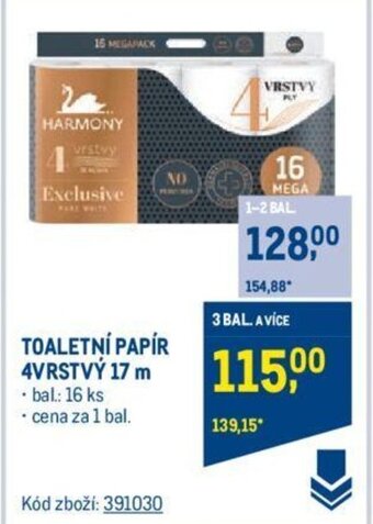 Makro TOALETNÍ PAPÍR 4VRSTVÝ 17 m nabídka