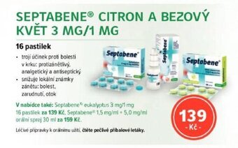 mojelekarna.cz SEPTABENE CITRON A BEZOVÝ KVĚT 3 MG/1 MG nabídka