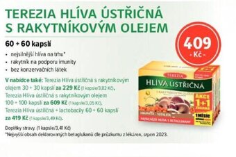 TEREZIA HLÍVA ÚSTŘIČNÁ S RAKYTNÍKOVÝM OLEJEM
