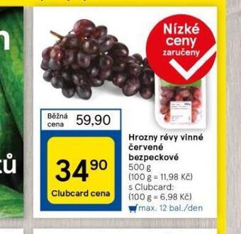 Tesco Hrozny révy vinné červené bezpeckové nabídka