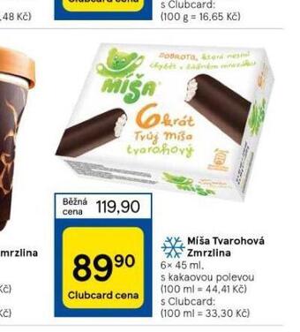 Tesco Míša tvarohová zmrzlina nabídka