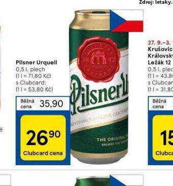 Tesco Pivo pilsner urquell nabídka