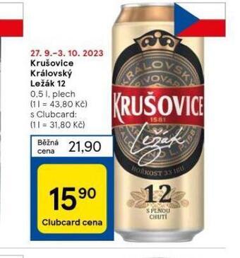 Tesco Pivo krušovice 12 královský ležák nabídka