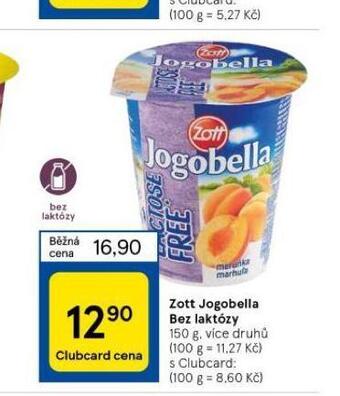 Tesco Zott jogobella bez laktózy nabídka