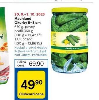 Tesco Machland okurky 5-8 cm nabídka