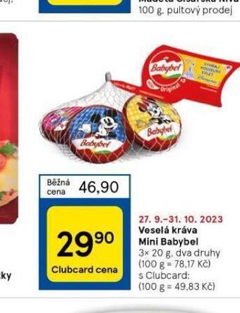 Tesco Veselá kráva mini babybel nabídka