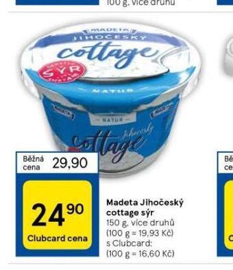 Tesco Madeta jihočeský cottage sýr nabídka