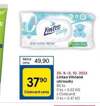 Tesco Linteo baby dětské vlhčené ubrousky nabídka