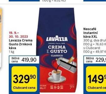 Tesco Lavazza crema gusto zrnková káva nabídka