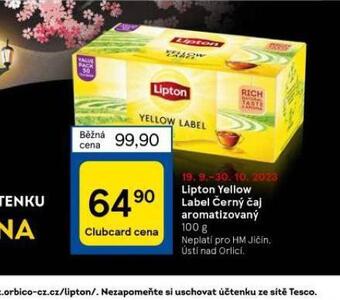 Tesco Lipton yellow label černý čaj aromatizovaný nabídka