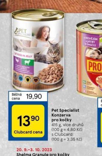 Tesco Pet specialist konzerva pro kočky nabídka