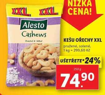 Lidl Kešu ořechy xxl, 250 g nabídka