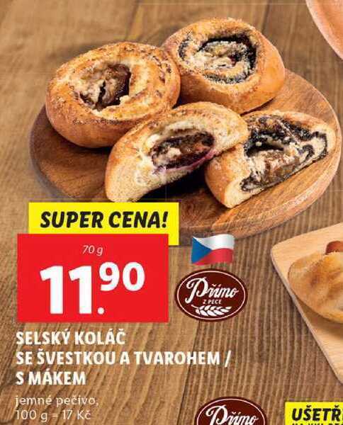 Lidl Selský koláč se švestkou a tvarohem/s mákem, 70 g nabídka
