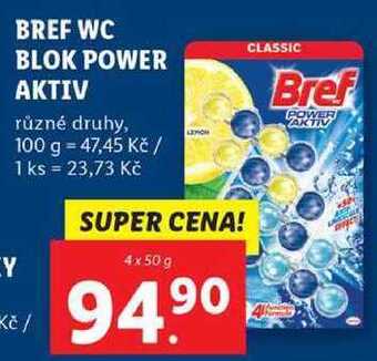 Lidl Bref wc blok power aktiv, 4x 50 g nabídka