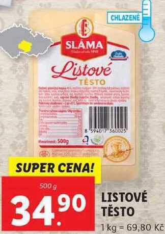 Lidl Listové těsto, 500 g nabídka