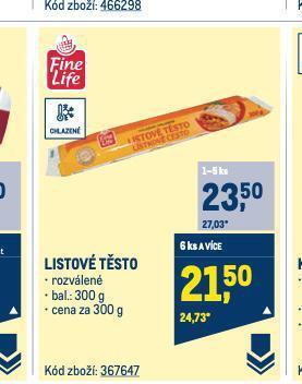 Makro Listové těsto nabídka