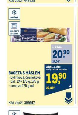 Makro Bageta s máslem nabídka