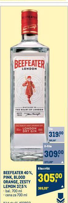 Makro Beefeater gin nabídka