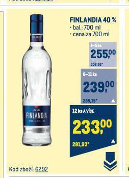 Makro Finlandia vodka nabídka
