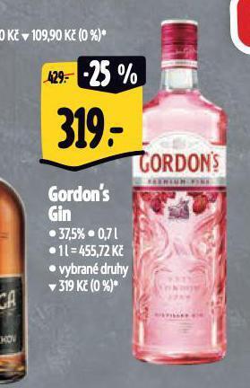 Albert Gordon's gin nabídka