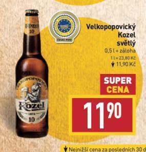 Billa Pivo velkopopovický kozel nabídka