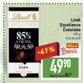Billa Lindt excellence čokoláda nabídka