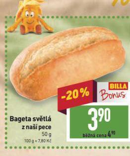 Billa Bageta světlá nabídka
