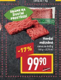 Billa Hovězí mělněné nabídka