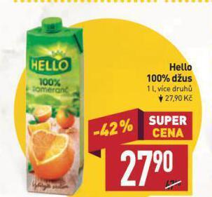 Billa Hello 100% džus nabídka