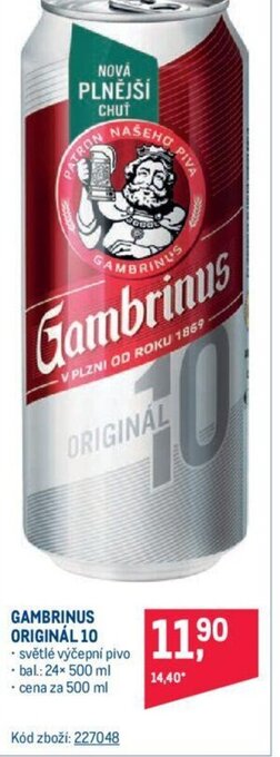 Makro GAMBRINUS ORIGINÁL 10 nabídka